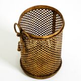 Mid Century Italian Regency Gilt Metal Waste Paper Bin from Li Puma