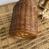 Wicker lamp, jute lampshade, fabric cable 2 m