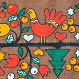 Chemin de table vintage en jute, motifs Noël, années 60