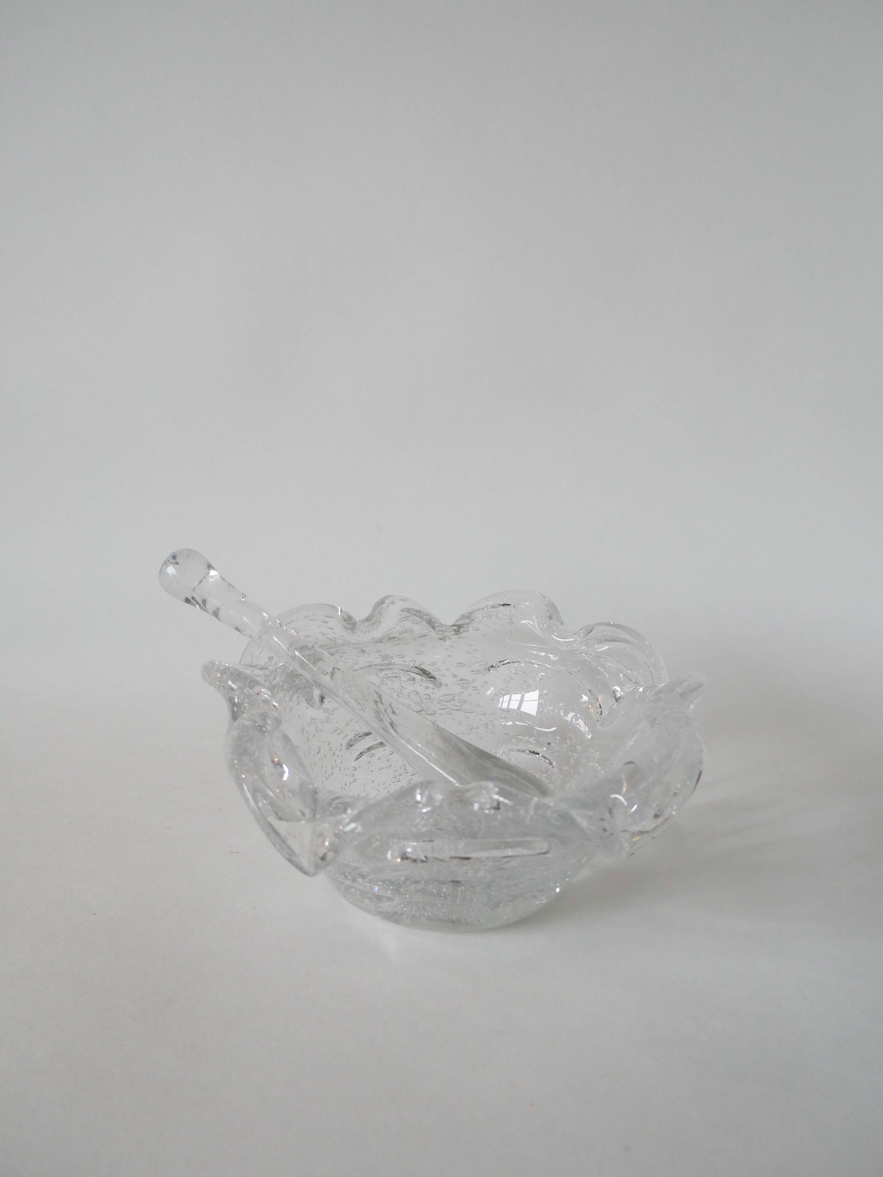 large Biot style bubbled glass mortar with pestle Design 1970