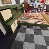 Large vintage bed with headboard furniture and built-in radio