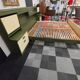 Vintage king-size bed with headboard furniture and built-in radio.