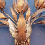 Monumental Vintage Wall Lamp with Golden Leaf Decor by Hans Kögl, 1960s