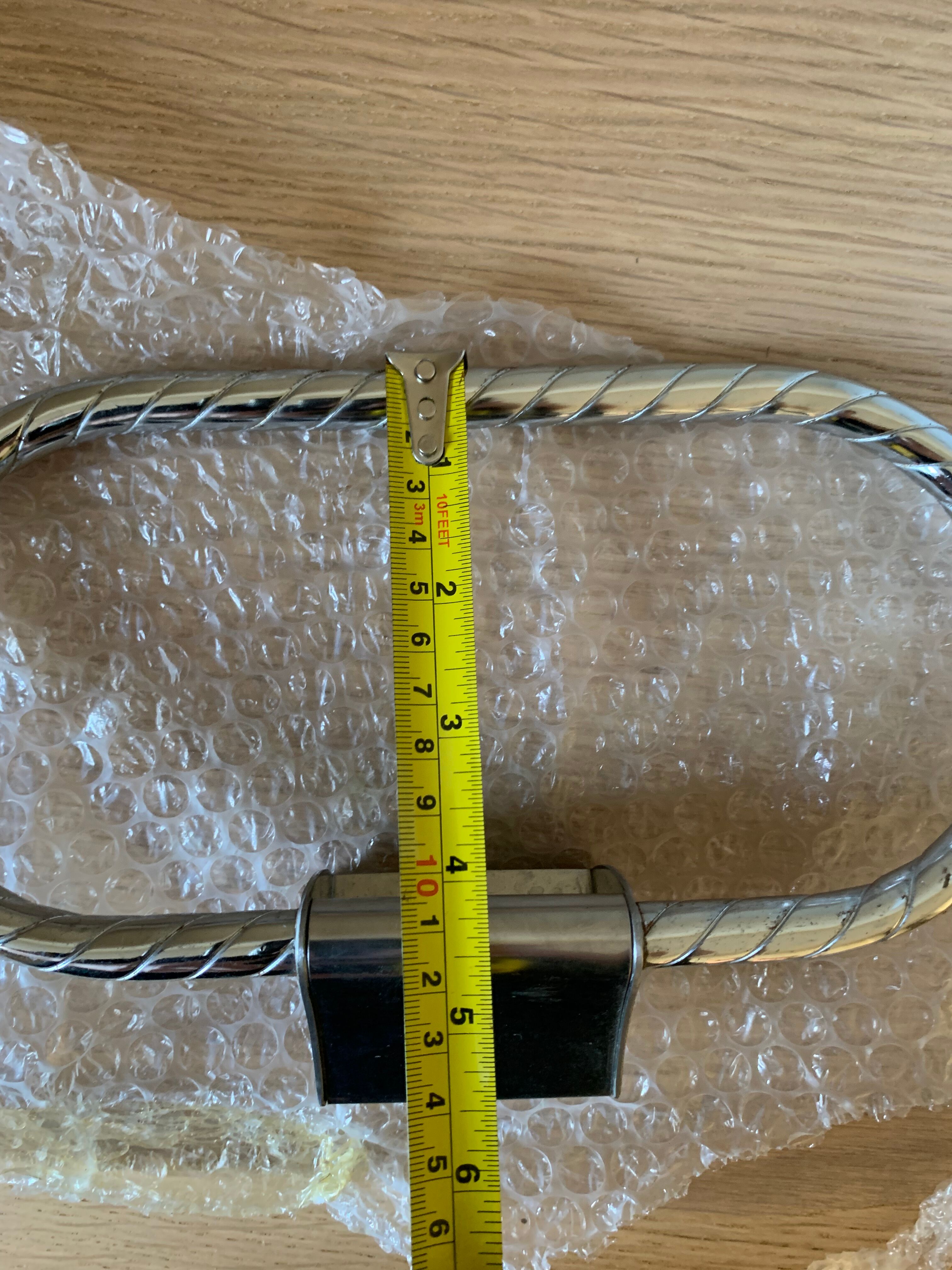 Vintage silver metal towel rack