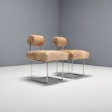 Paire de chaises d'appoint postmodernes en peau de vache par Fritz Brückner, Allemagne 1980