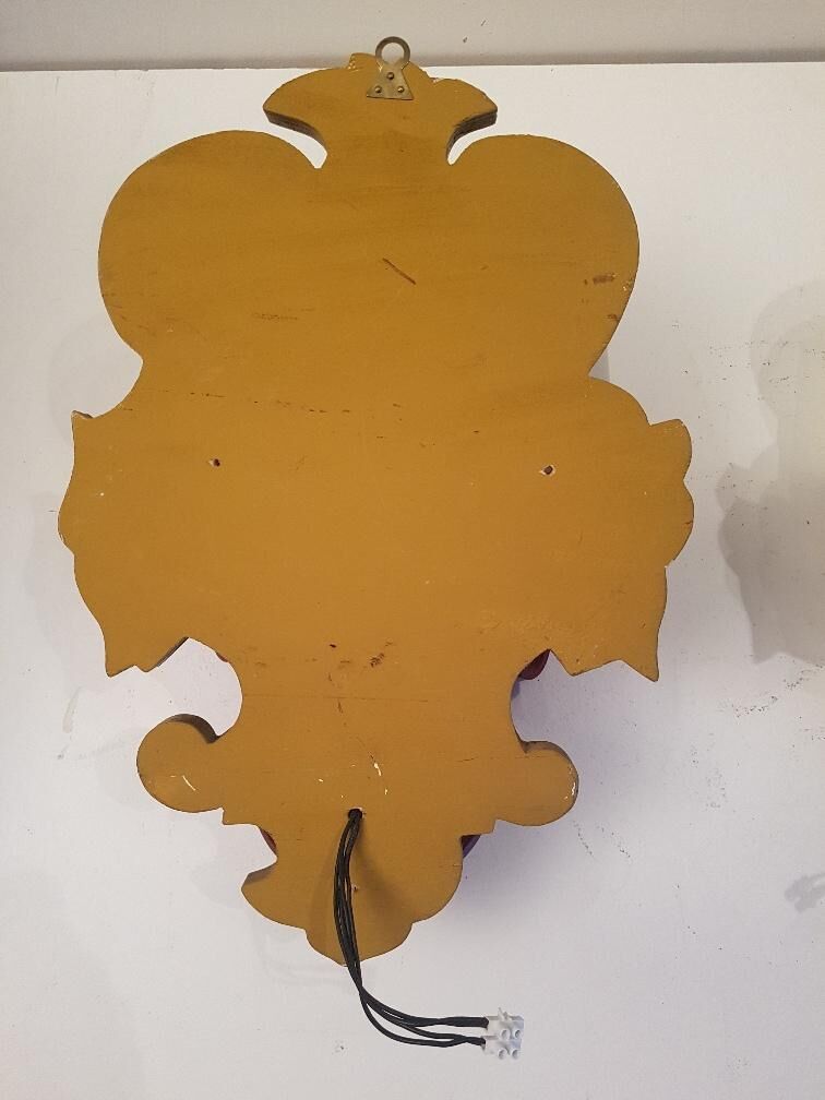 Paire d'appliques montagne vintage bois peint