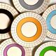 Set of 6 colorful dessert plates 1950s