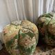 Duo de poufs en velours fleuri