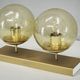 1970s Czech Space Age Double Wall Light with Amber Bubble Glass Globes