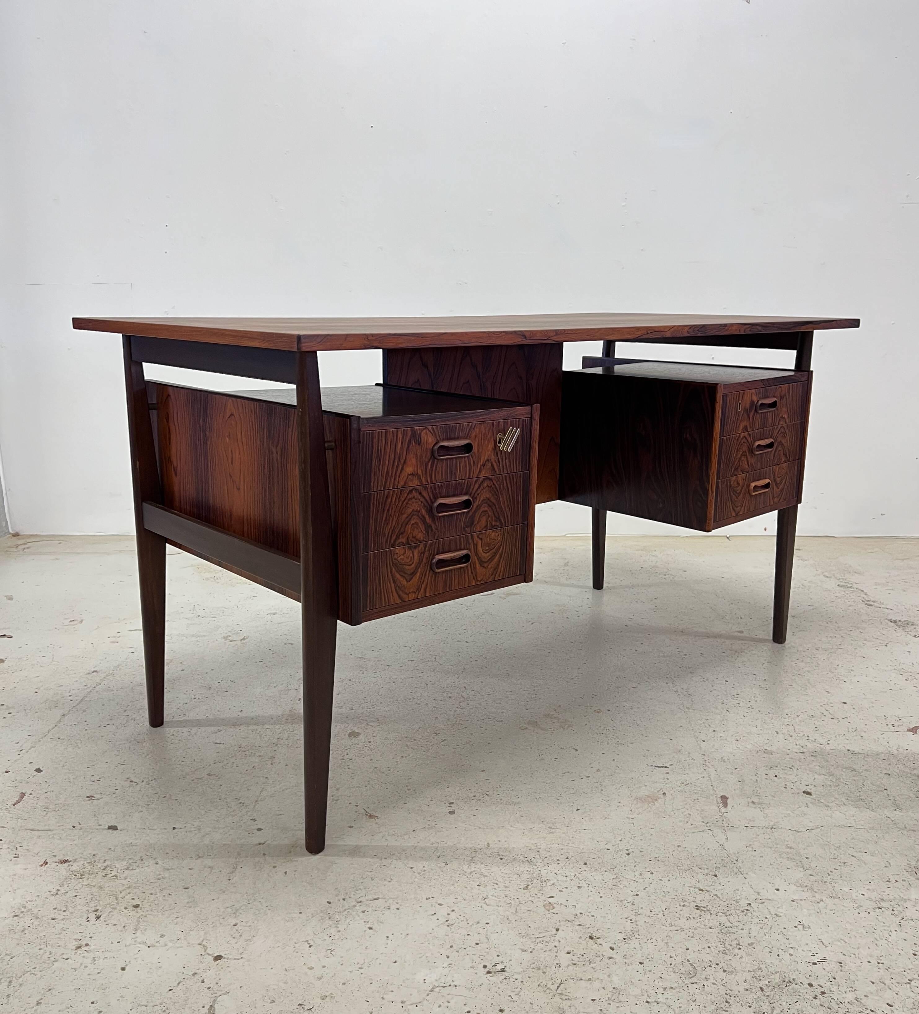 Rosewood 'Floating' Desk By Gunnar Nielsen For Tibergaard, 1960s.