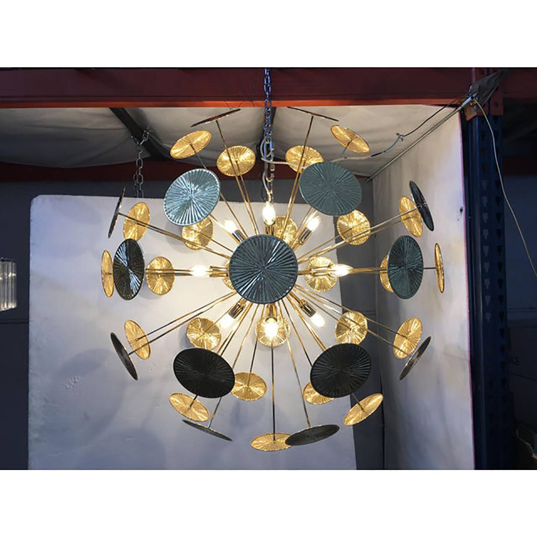 Handmade Hammered Sputnik Chandelier in Gold
