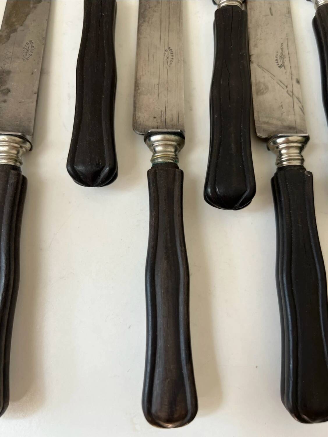 Set of 11 blackened wood table knives Napoleon III XIX
