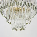 Large and old crown chandelier with pendants, 4 levels, 3 lights, 70s-80s