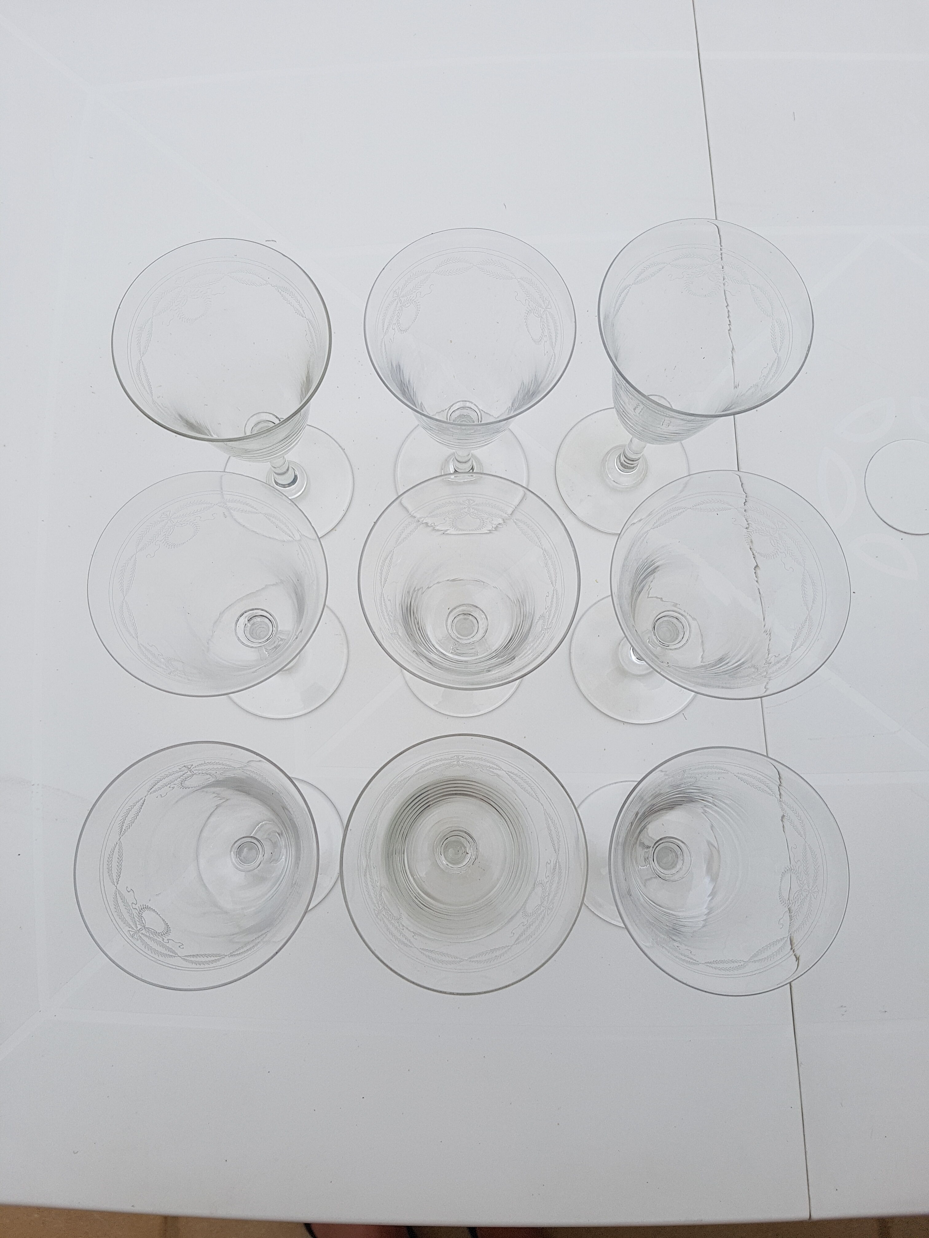 Set of 11 crystal wine glasses 1930s