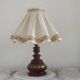 Vintage French Country Style Lamp Turned Wood Base & Layered Fabric Shade