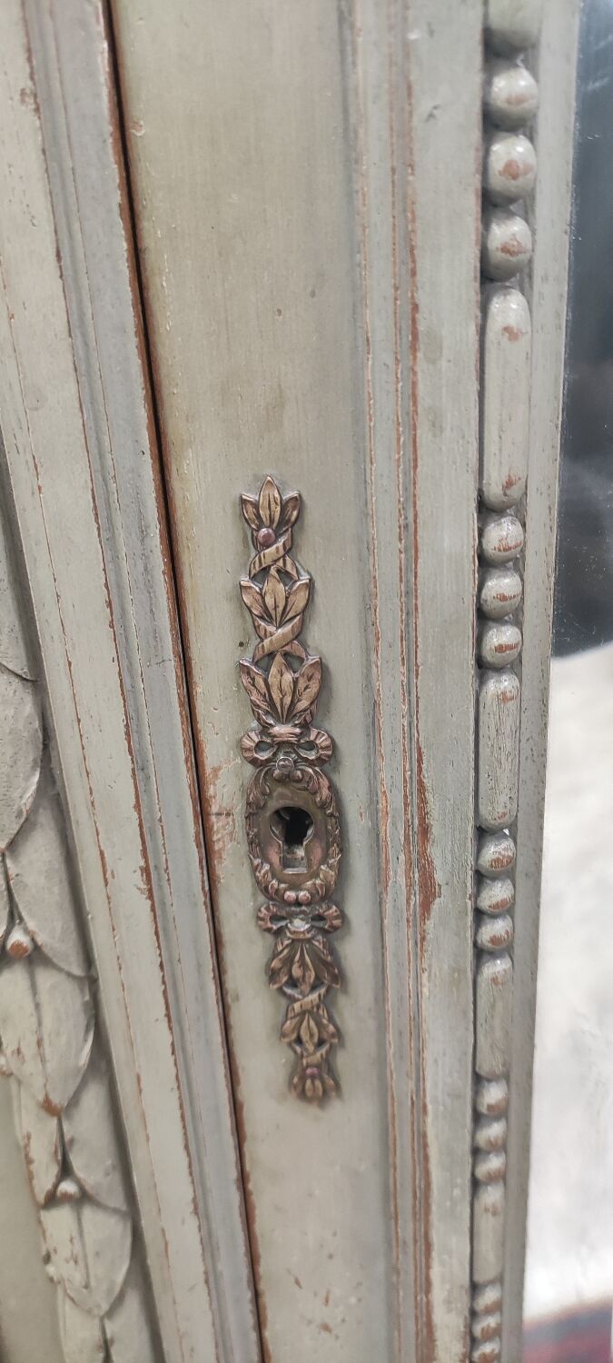 Wardrobe 3 doors, 3 drawers Louis XVI style patinated