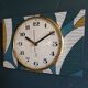 Vintage clock rectangular silent wall clock "Jaz blue white ochre"
