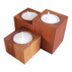 Vintage teak candlestick trio
