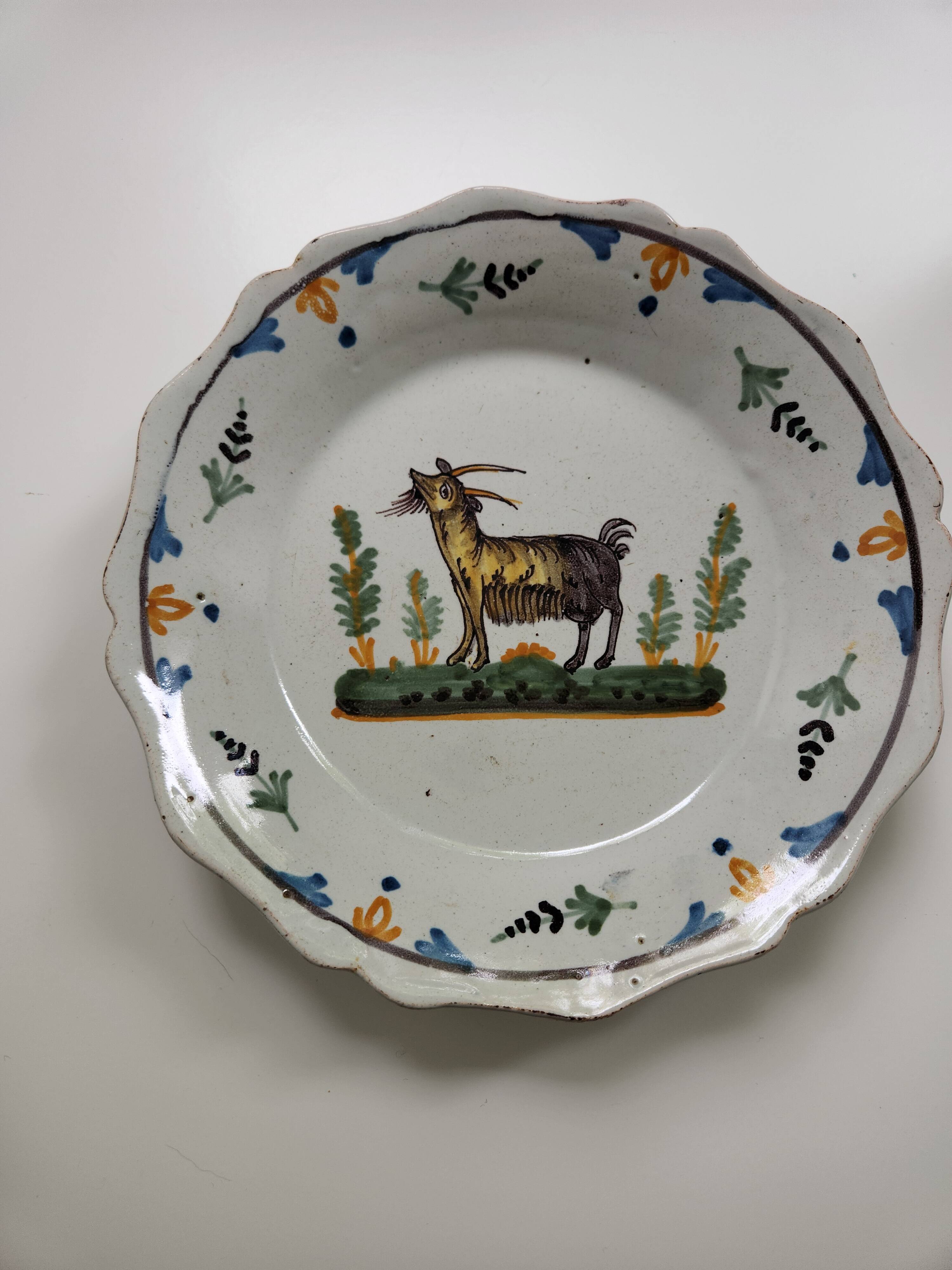 Antique Nevers faience plate