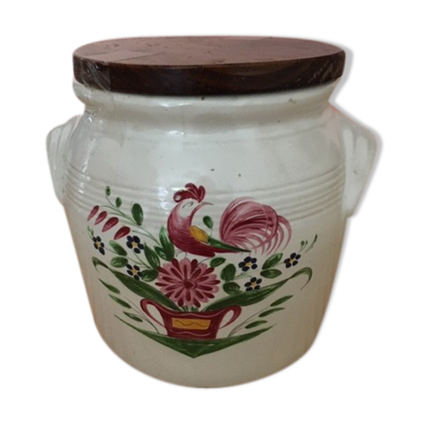 Painted sandstone salt pot