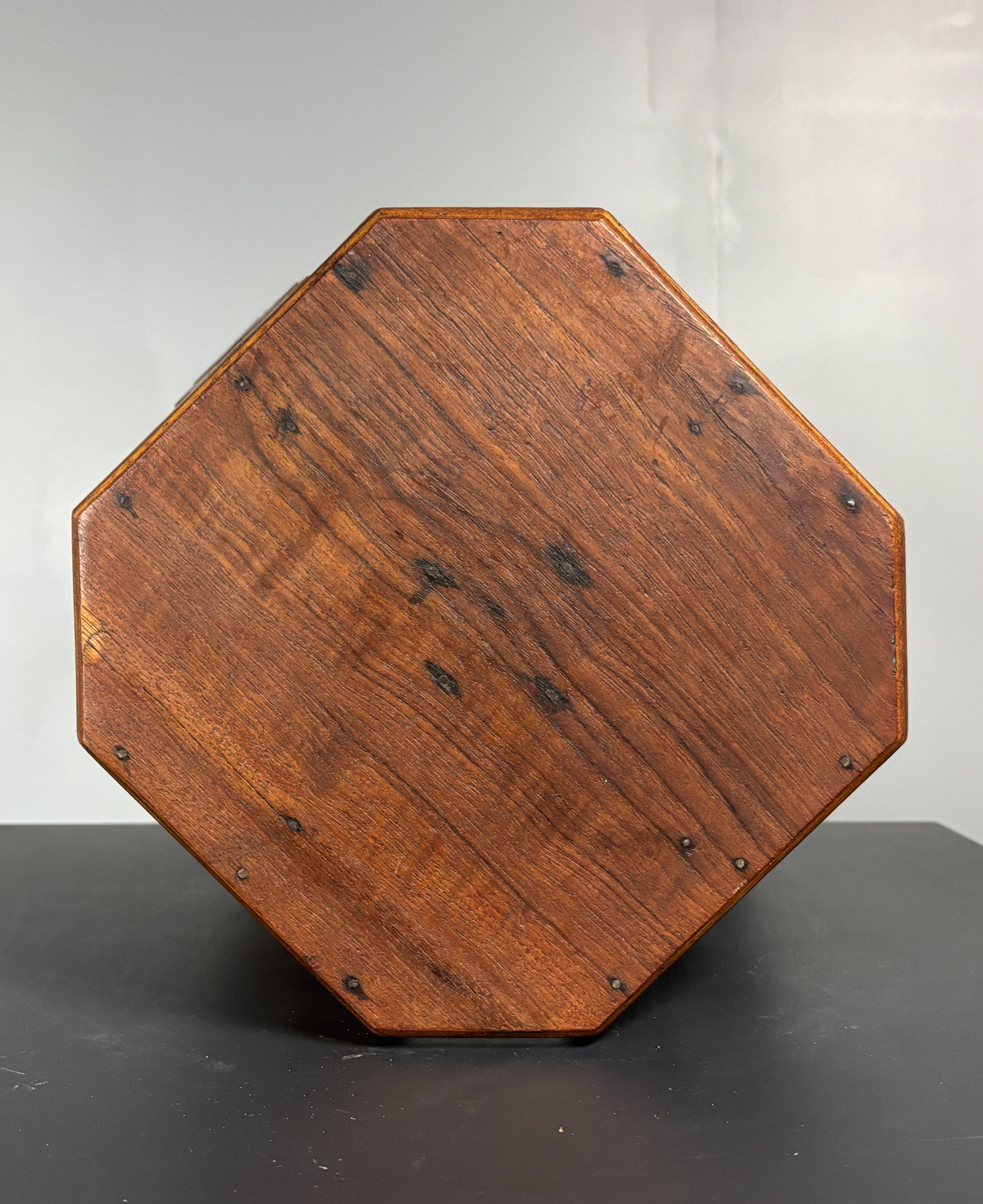 Mid-Century artisanal octagonal hand crafted plant stand stool, circa 1950s