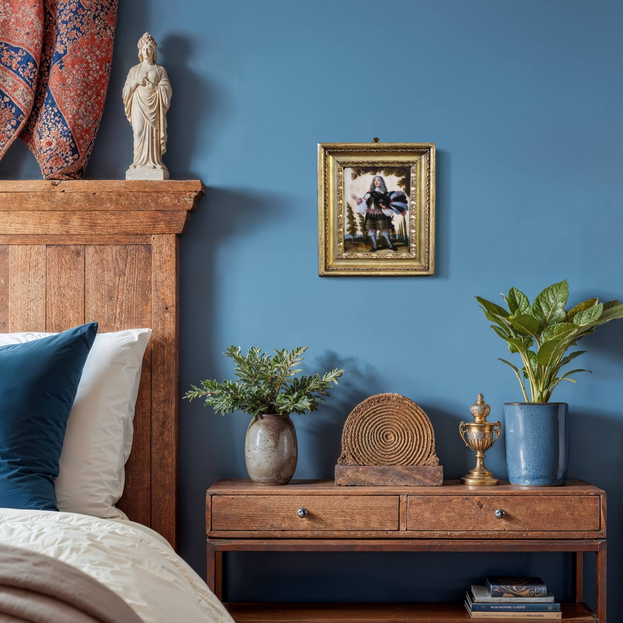 Antique 17th century marble painting, portrait of a South American nobleman