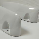 Two wall shelves ceramic glazed white vintage