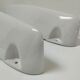 Two wall shelves ceramic glazed white vintage