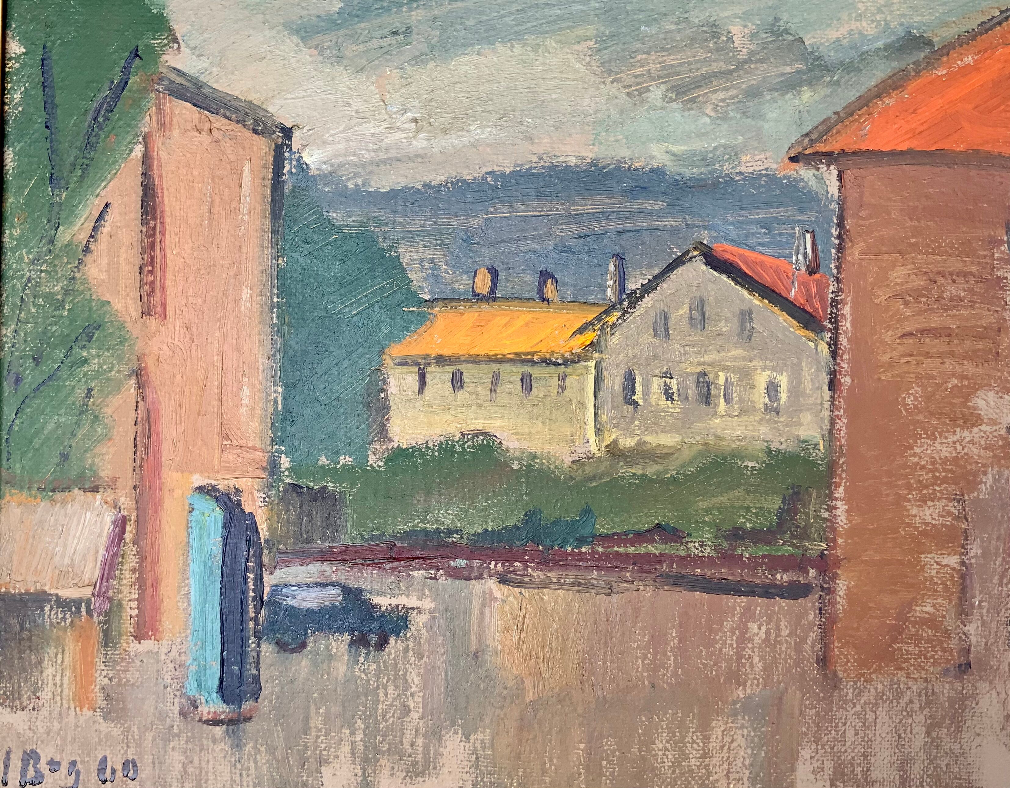 Swedish Modernism oil  landscape by I. Broberg