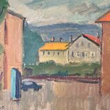 Swedish Modernism oil  landscape by I. Broberg