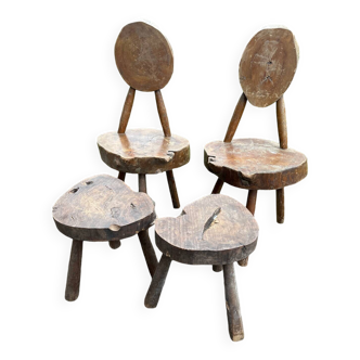 Ensemble tabouret et chaises brutaliste