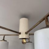 Vintage Italian ceiling light, brass and opaline, 1950