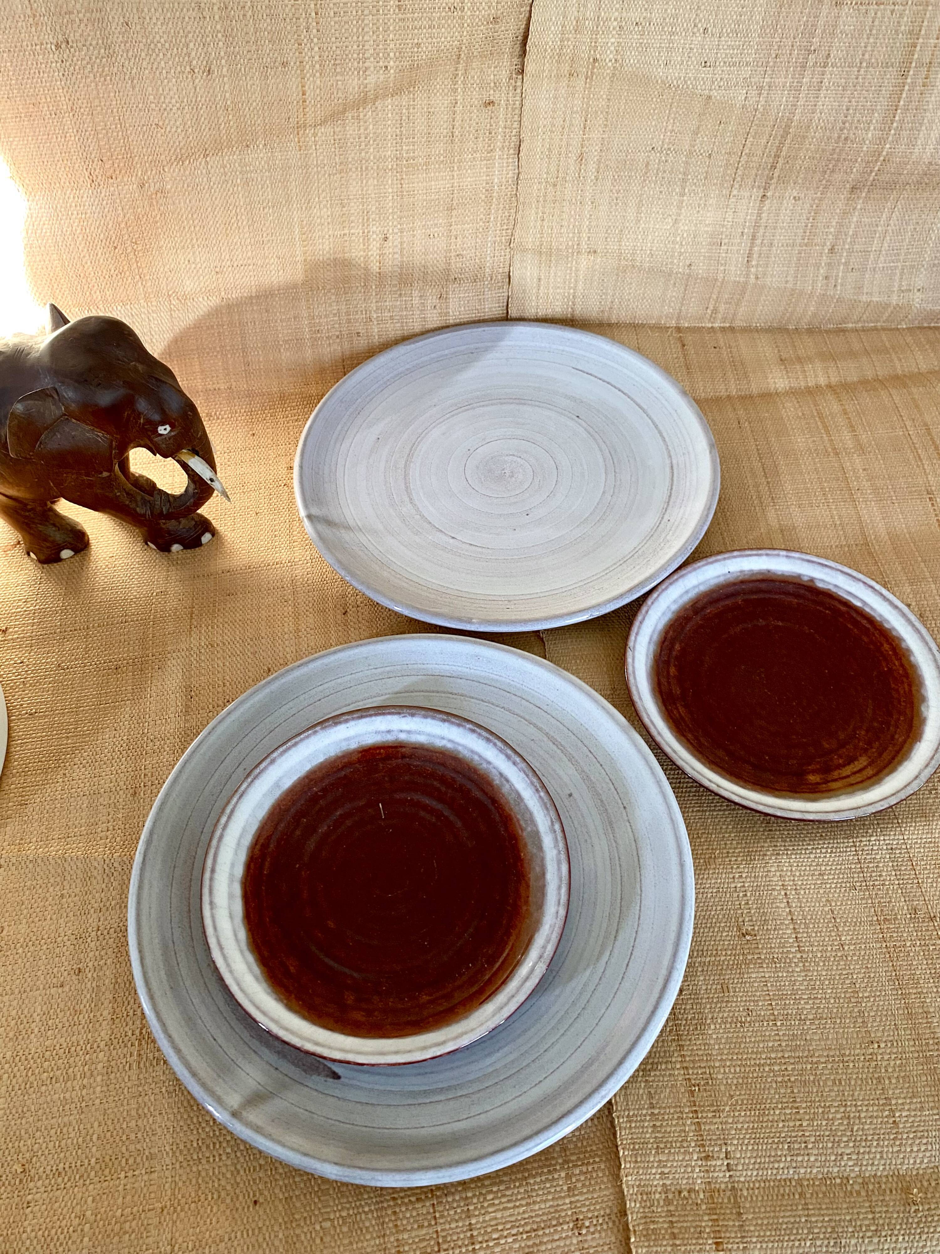 6 glazed stoneware plates, Denmark