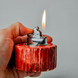 Red alabaster lighter by Romano Bianchi, Italy, 1970