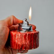 Red alabaster lighter by Romano Bianchi, Italy, 1970