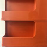 Multi-storage design serving trolley in orange abs, Stile italy 1970