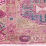 3x10 Rug For Hallway Pink Blue Vintage Runner Rug, 85x318Cm