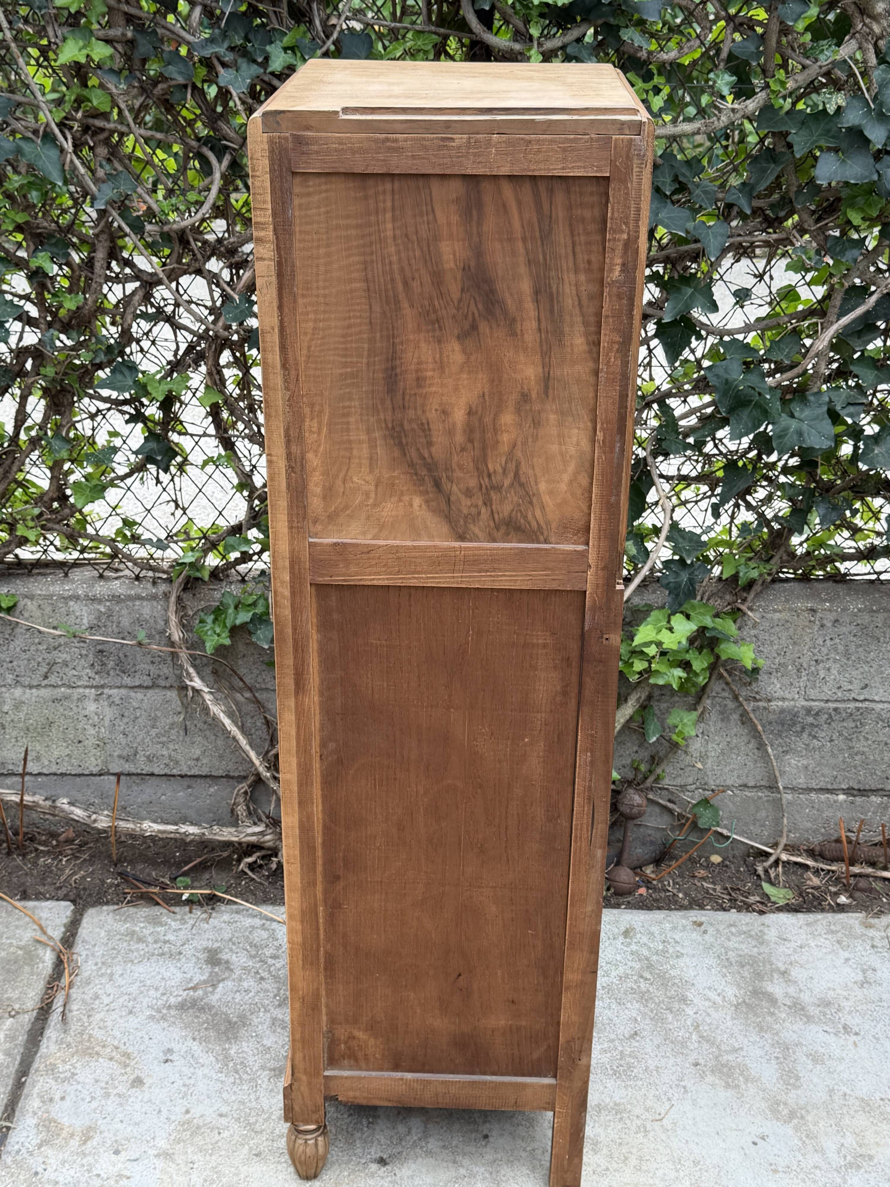 Rare pair of Art Deco glass columns in solid walnut – renovated