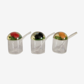 Lot trois pots confiture plexiglas