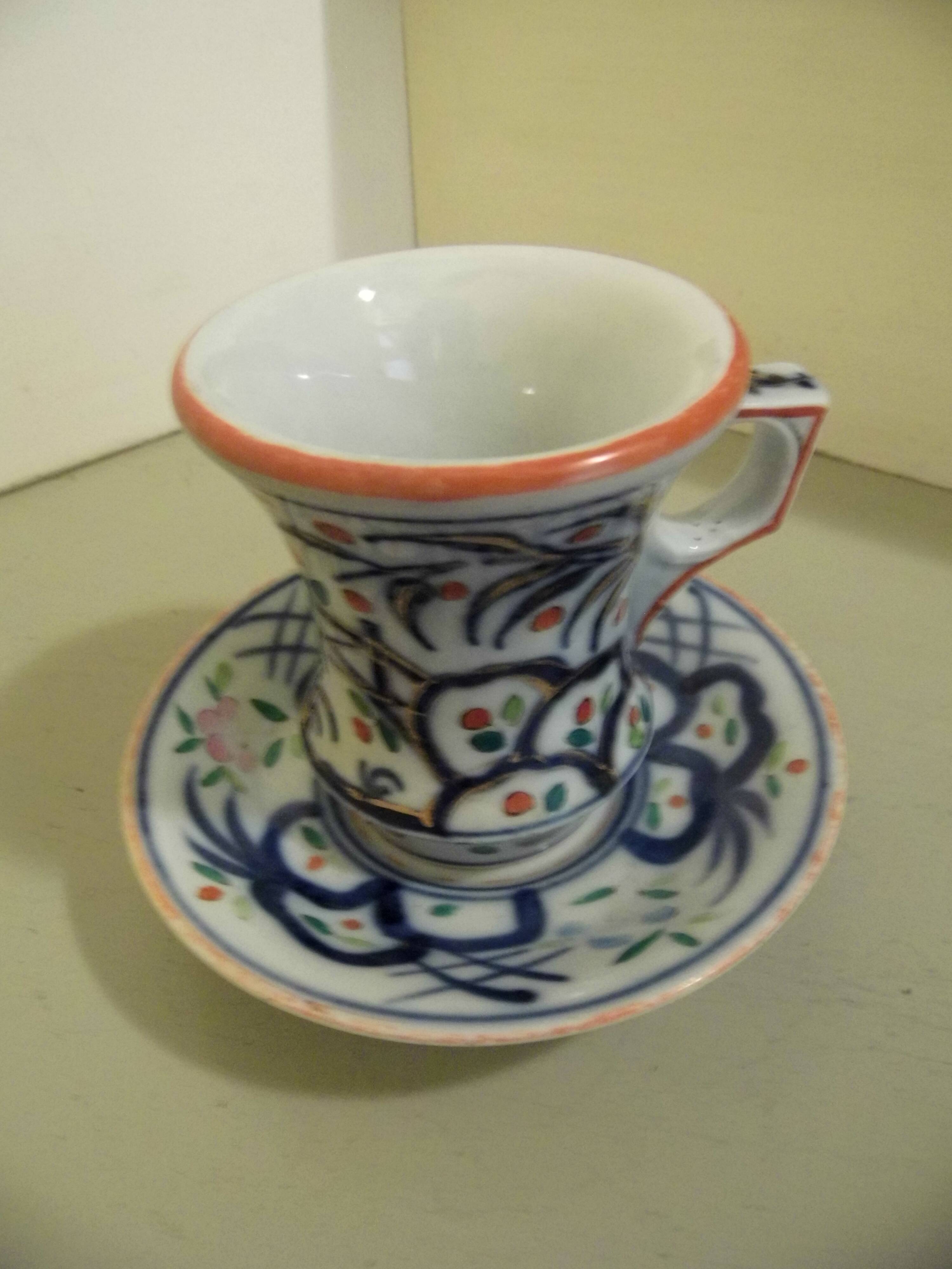Cup and saucer, brulot, Bayeux porcelain 19th century