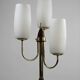Brass & Teak Three-Light Candelabra Floor Lamp — Scandinavia, 1940s/1950s
