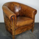 Vintage club armchair in leather color cognac Netherlands