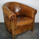 Vintage club armchair in leather color cognac Netherlands