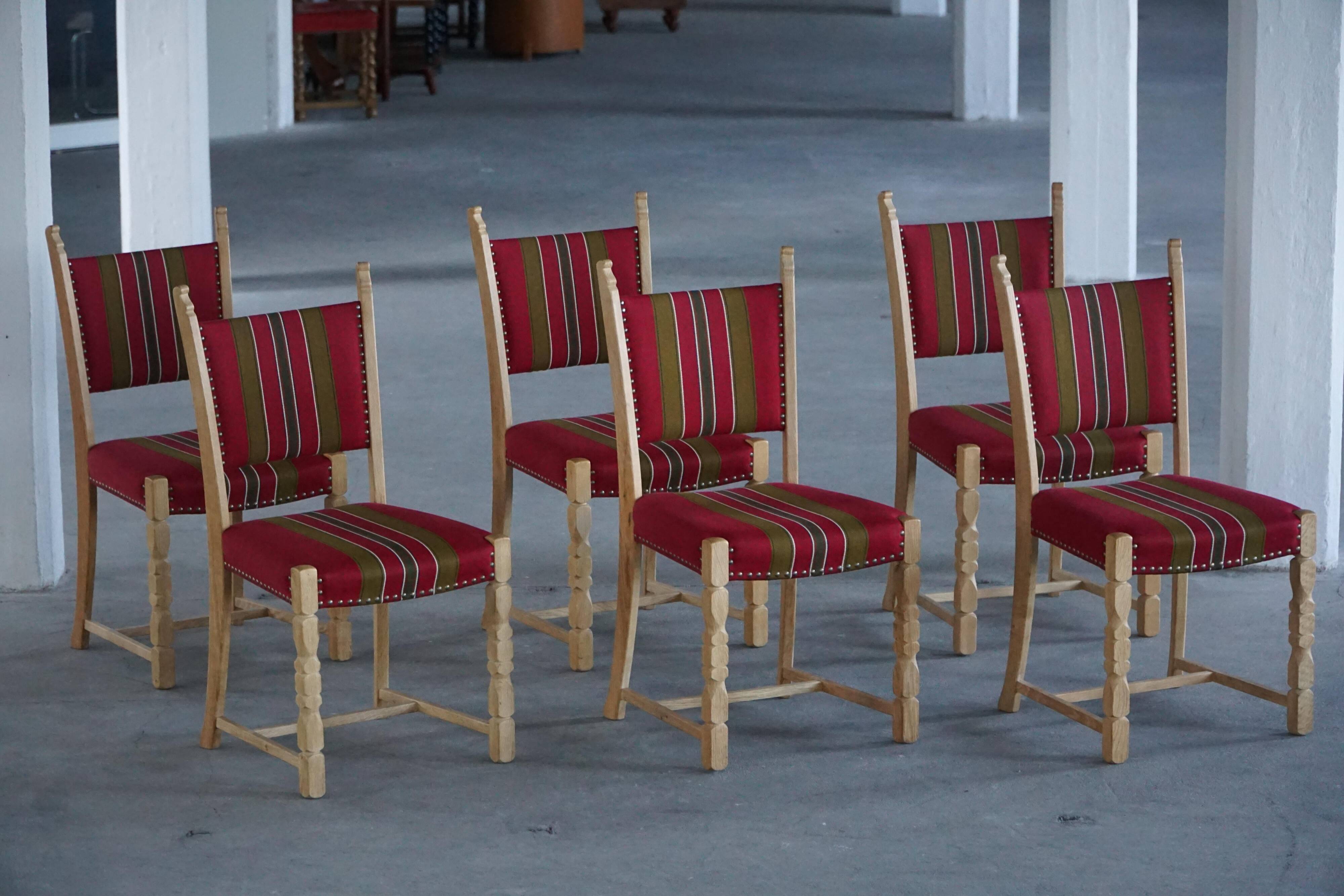 Danish Mid-Century Modern, Set of 6 Oak Dining Chairs, Henning Kjærnulf, 1960s