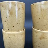 10 glazed stoneware cups signed Digoin
