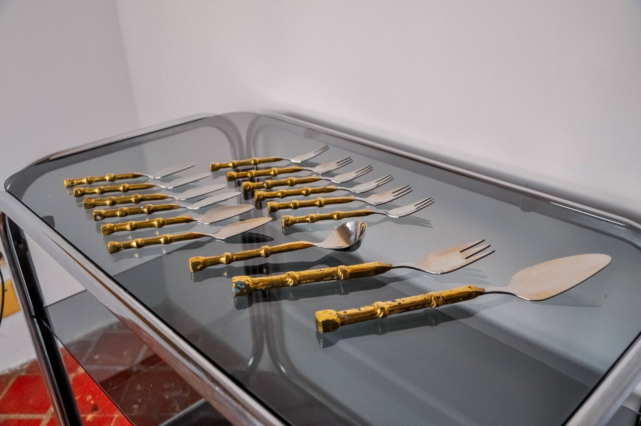 Brutalist dessert cutlery set by David Marshall, Spain, 1970