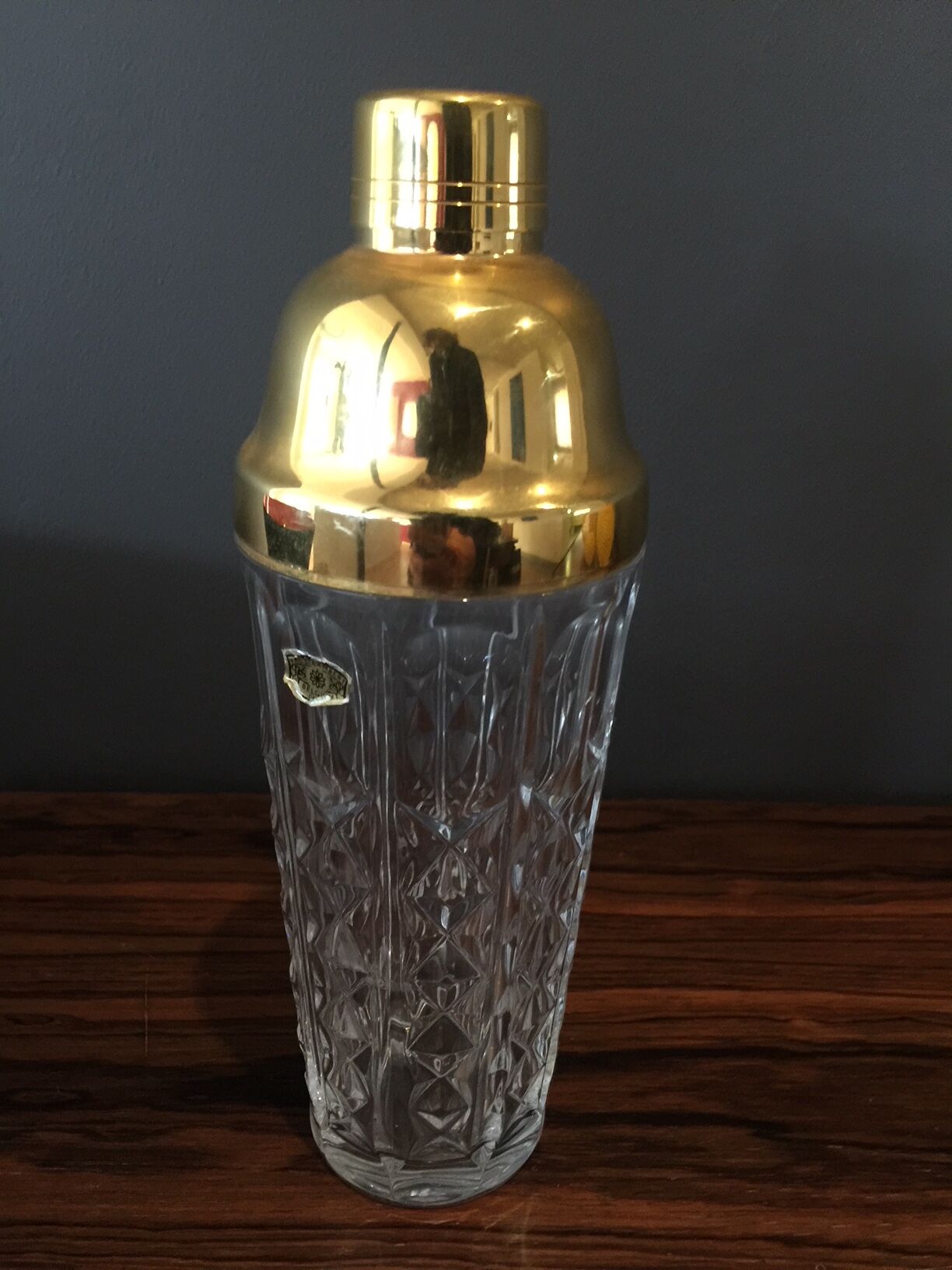 Crystal and gold plated glass shaker from val saint lambert
