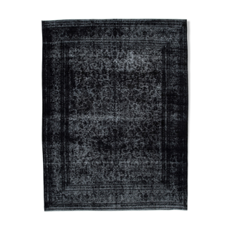 Hand-knotted oriental overdyed 291 cm x 386 cm black wool carpet