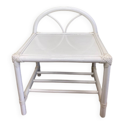 Table de chevet rotin blanc