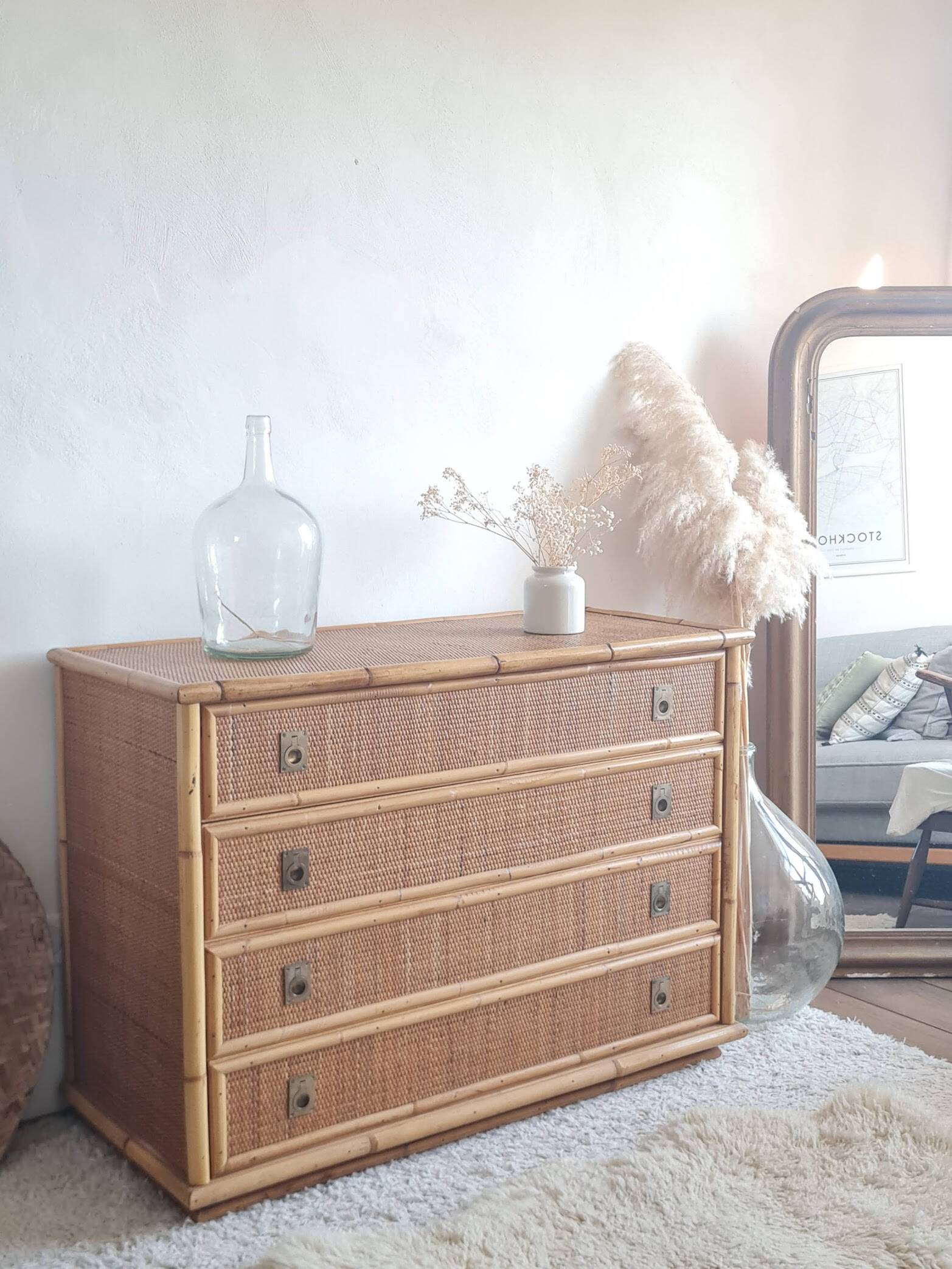 Rattan chest of drawers circa 1970 - Dal Vera